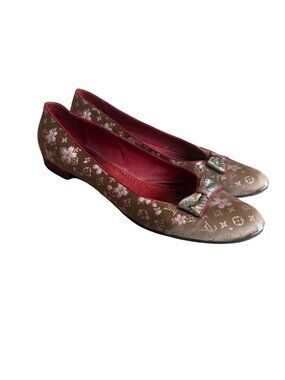 Louis Vuitton Cherry Blossom Murakami Ballet Flats Satin Bow Vintage Size 41 EU